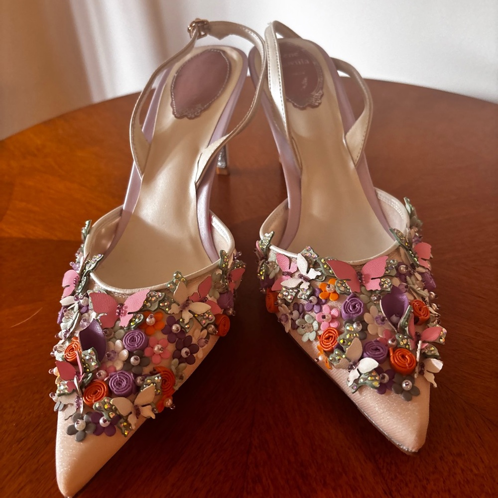 Rene Caovilla Cream and Pink Heels - Picture 2 of 2